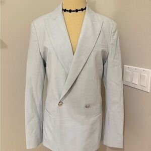 Maje Gray Blazer with Structured Silhouette and Peaked Lapels
